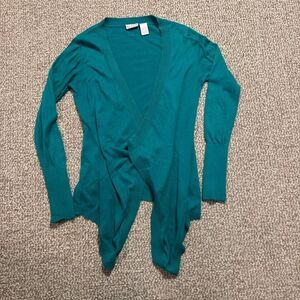 Alloy Teal Draped Waterfall Cardigan Open Front Sweater Small
